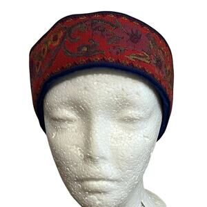 Vintage 90s Turtle Fur Blue Fleece Res Floral Tapestry Ski Headband Ear Warmer